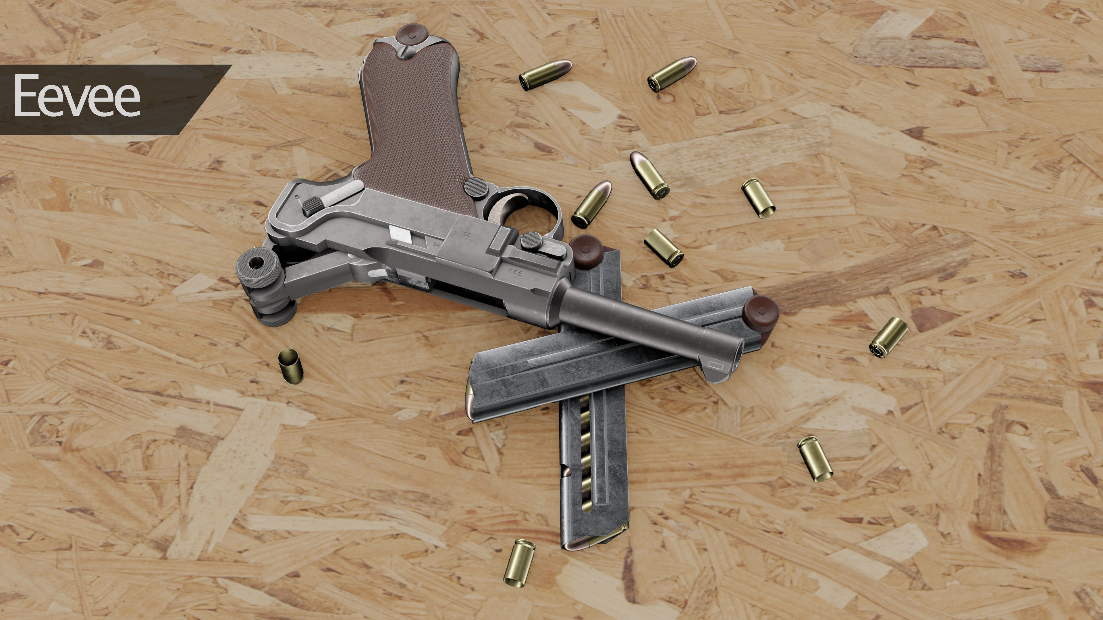 Luger P08 Low-poly 3D model_3