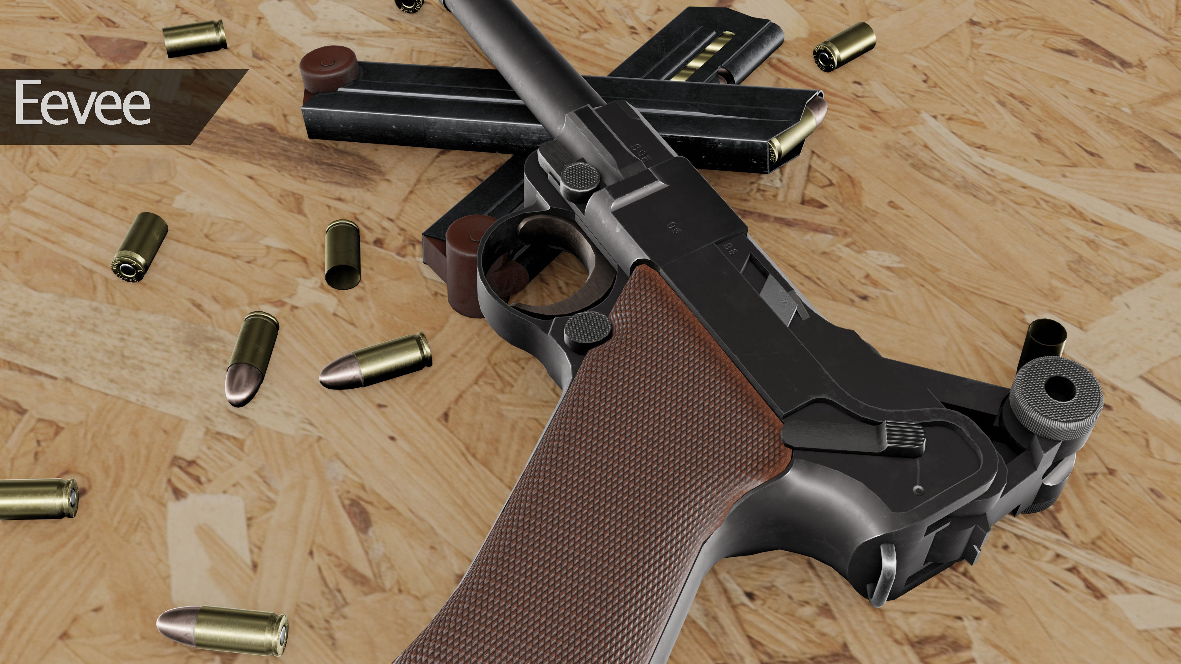 Luger P08 Low-poly 3D model_7
