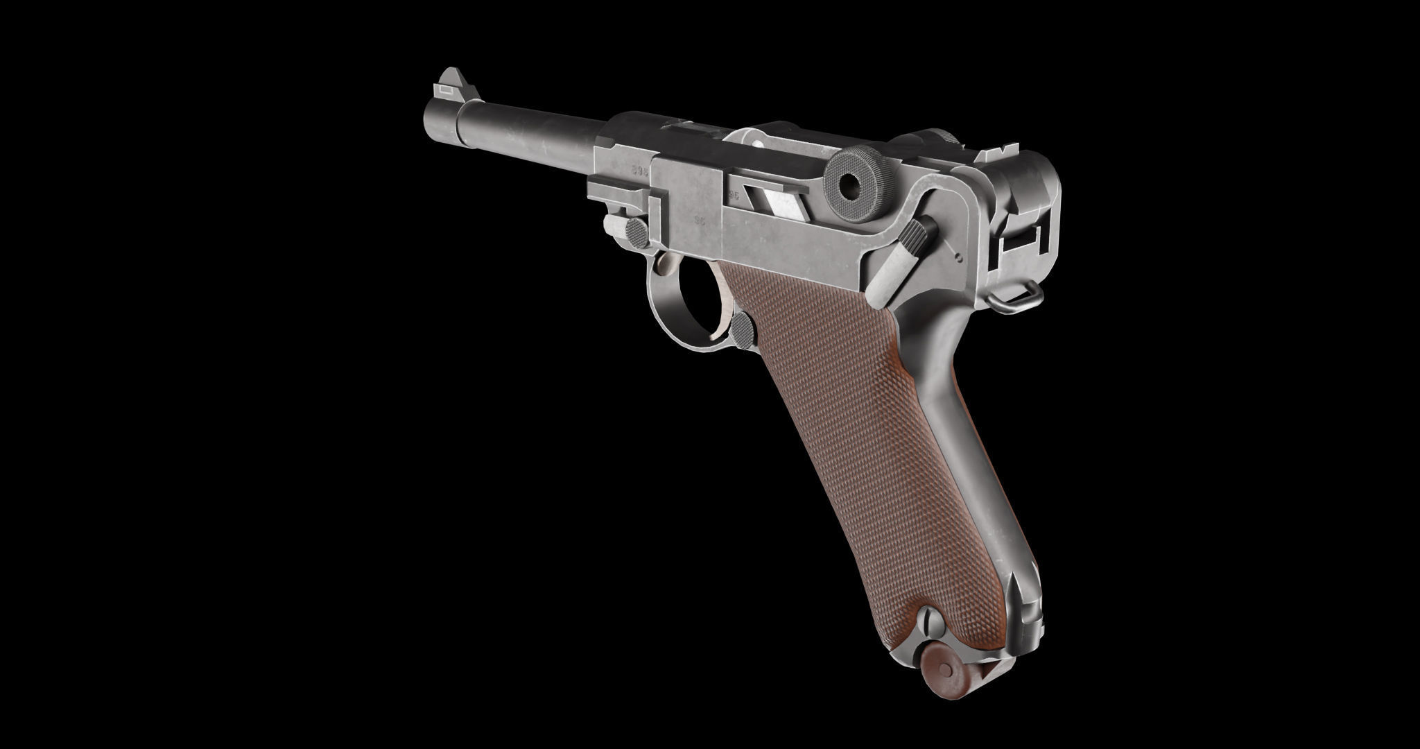 Luger P08 Low-poly 3D model_9