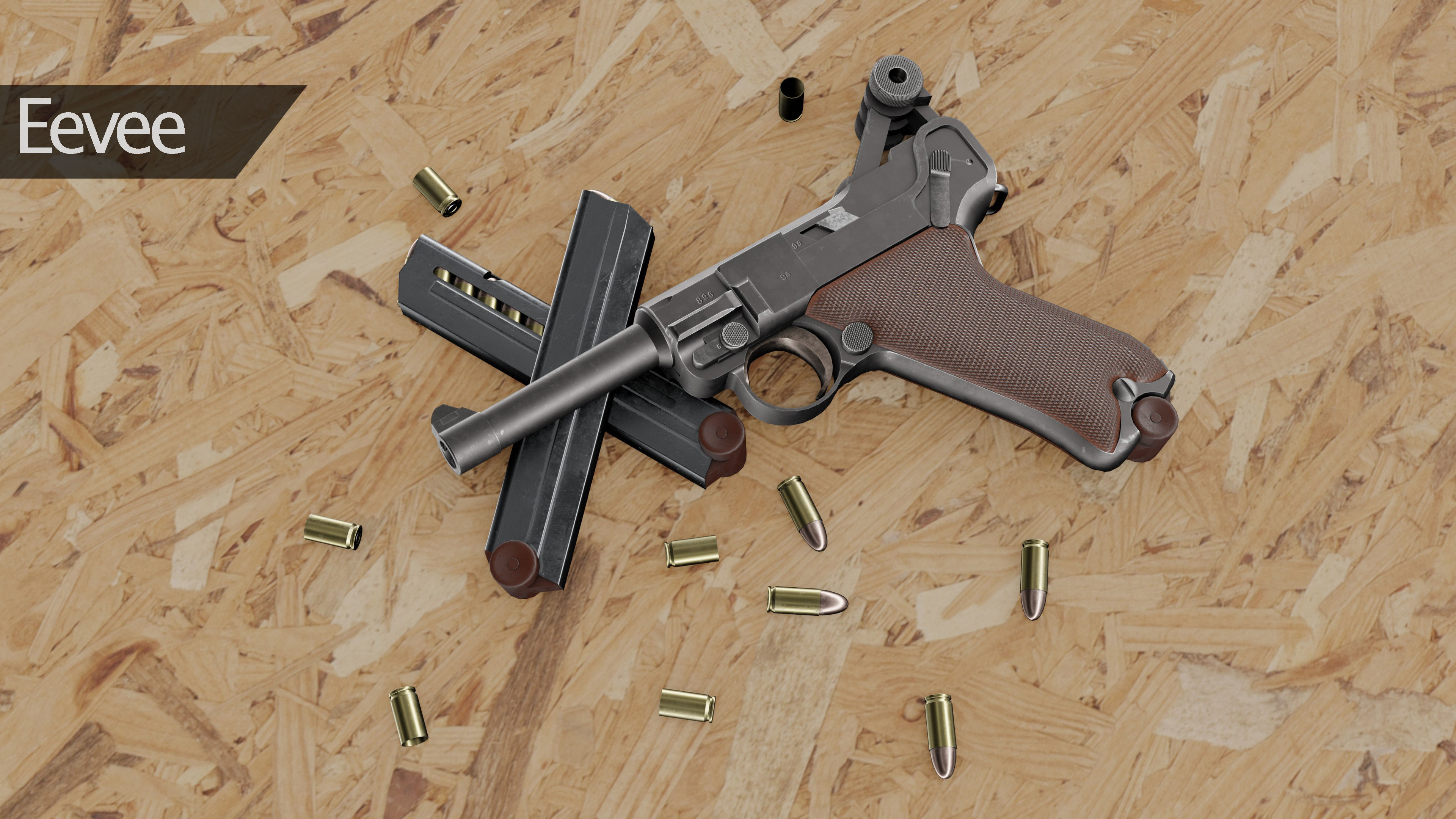 Luger P08 Low-poly 3D model_5