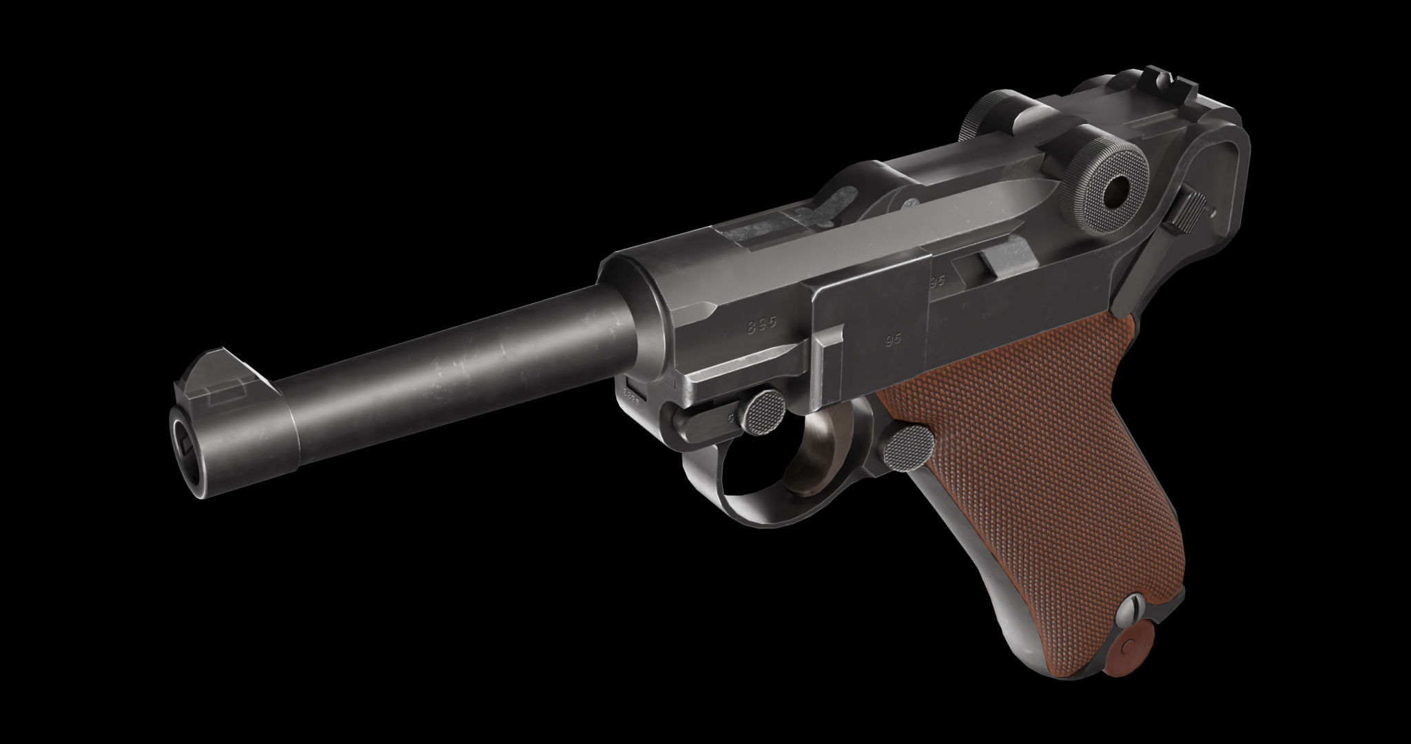 Luger P08 Low-poly 3D model_16