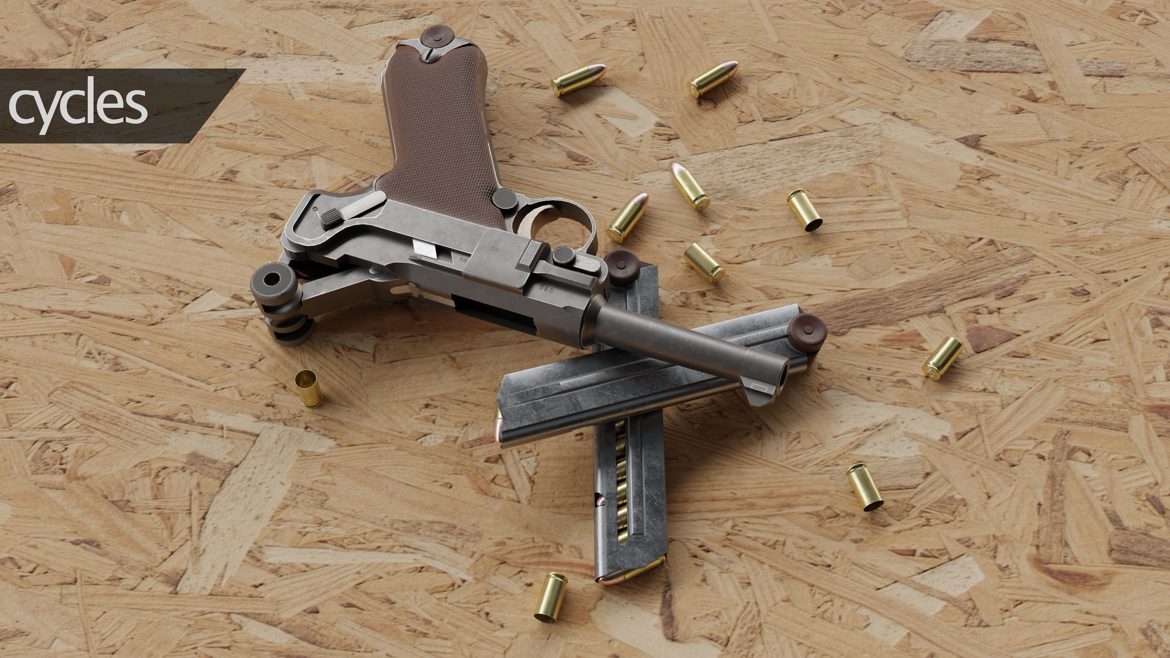 Luger P08 Low-poly 3D model_2