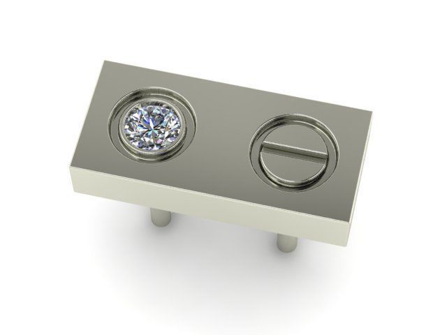 Earring gold stud with diamond in center 3D print model_1