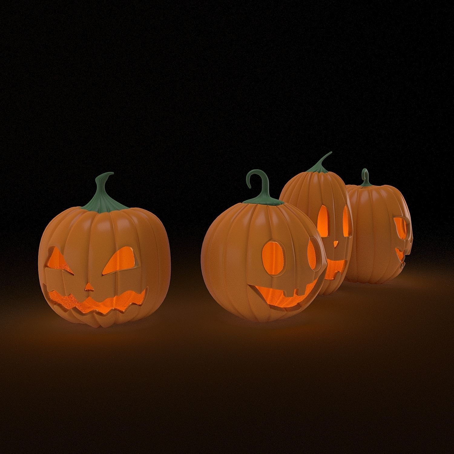 Pumpkins for Halloween 3D model_1