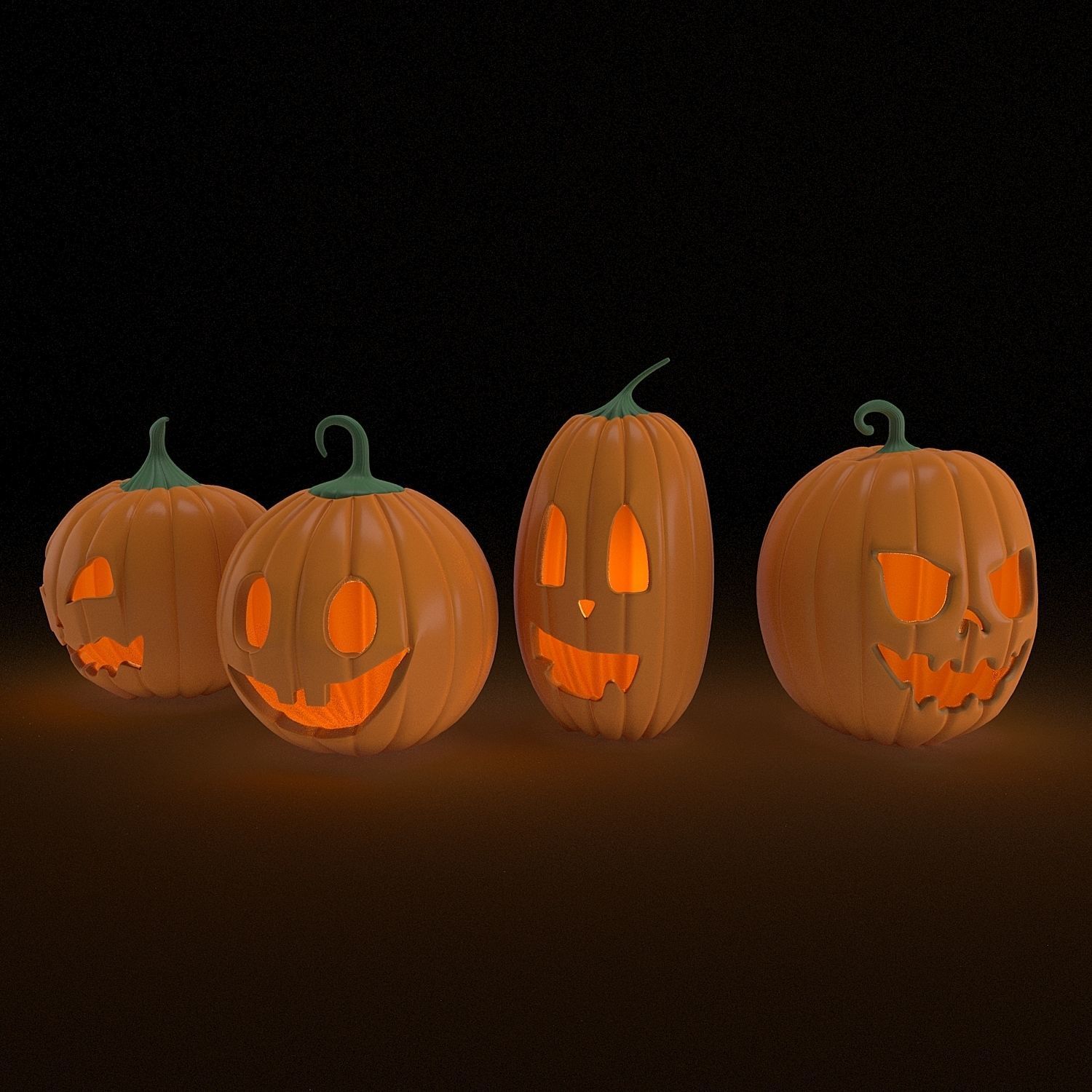 Pumpkins for Halloween 3D model_4