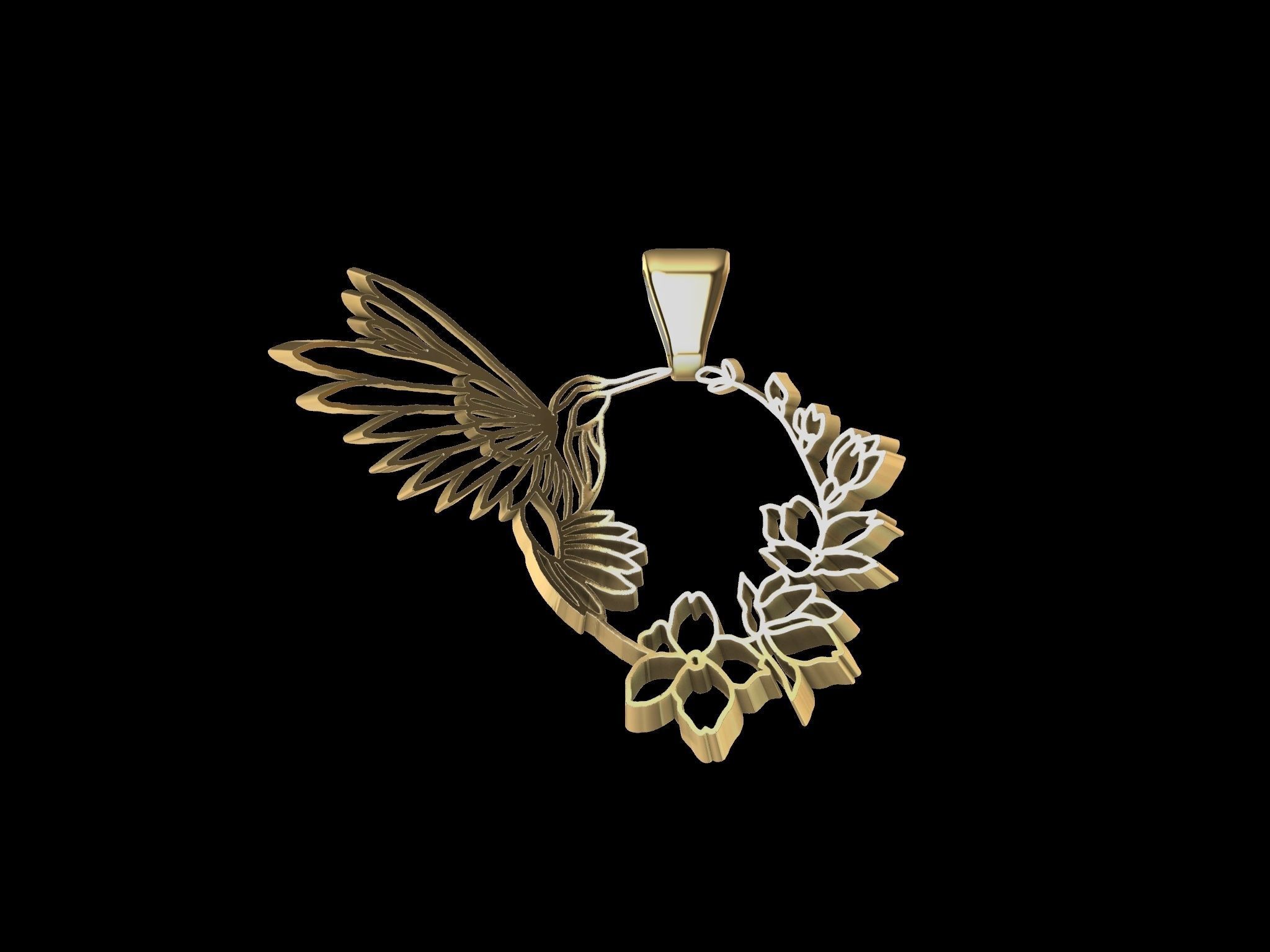 DESIGNER HUMMINGBIRD PENDANT 3D print model_7