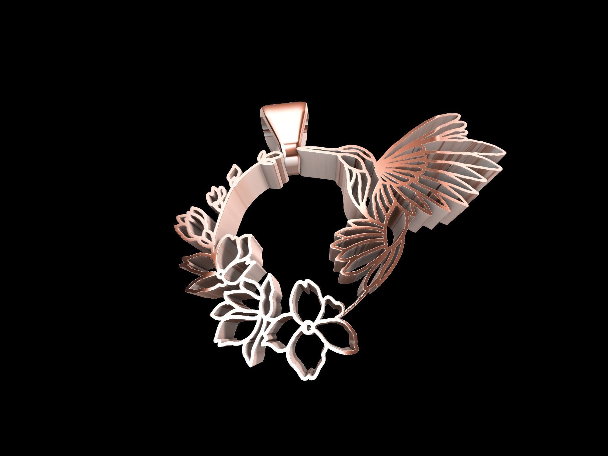 DESIGNER HUMMINGBIRD PENDANT 3D print model_12