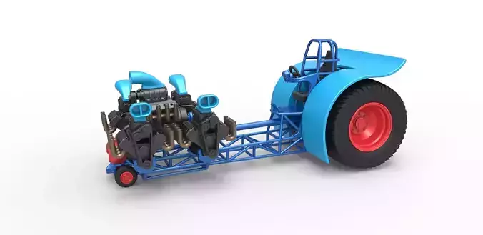 Pulling tractor with 5 engines V8 Version 3 Scale 1 to 25