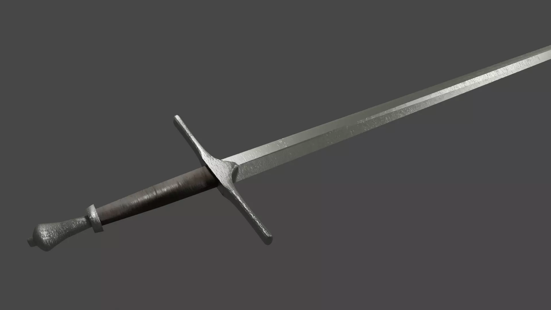 Medieval Long Sword Free low-poly 3D model_0