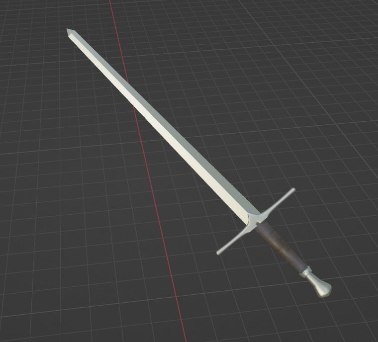 Medieval Long Sword Free low-poly 3D model_2