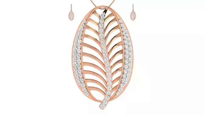 Women pendant-earrings set 3dm render detail