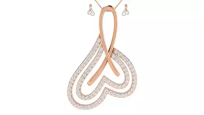 Women pendant-earrings set 3dm render detail