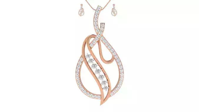 Women pendant-earrings set 3dm render detail