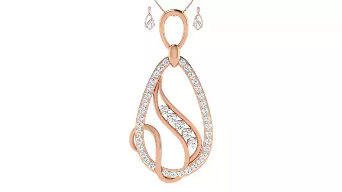 Women pendant-earrings set 3dm render detail
