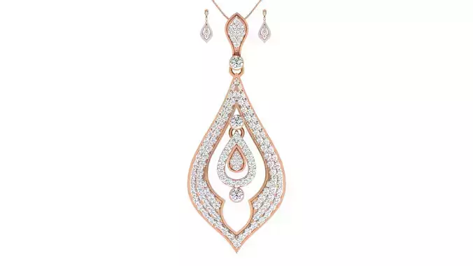 Women pendant-earrings set 3dm render detail