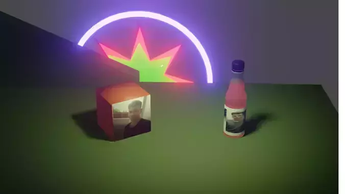 bottle of wine and picture of man