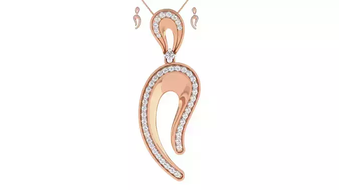 Women pendant-earrings set 3dm render detail