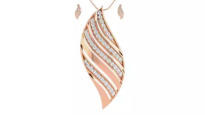 Women pendant-earrings set 3dm render detail