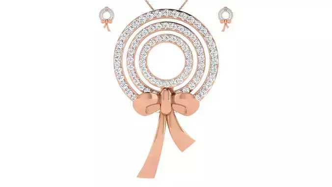 Women pendant-earrings set 3dm render detail