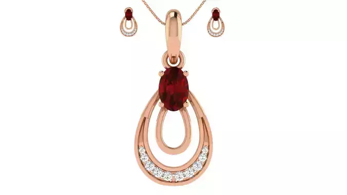 Women pendant-earrings set 3dm render detail 3D print model