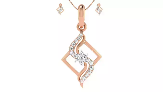 Women pendant-earrings set 3dm render detail 3D print model