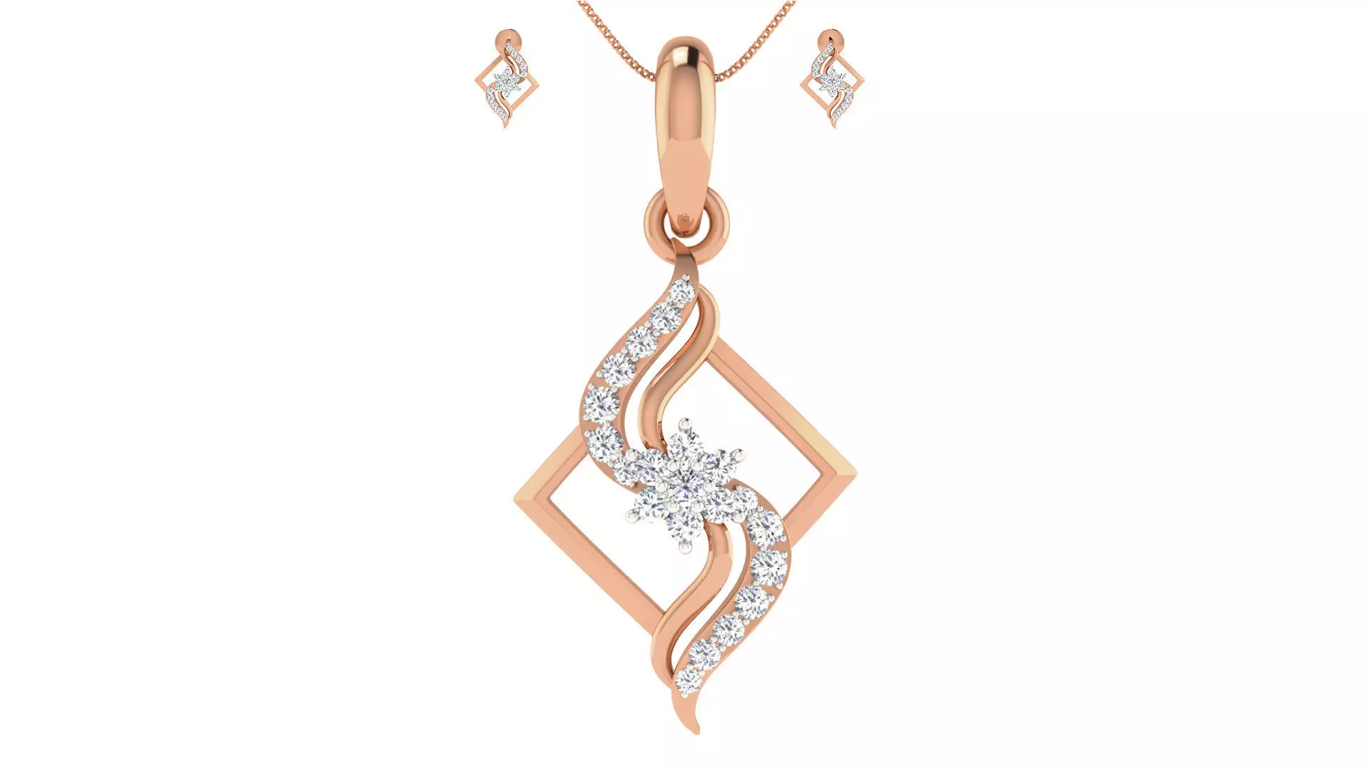 Women pendant-earrings set 3dm render detail 3D print model_0