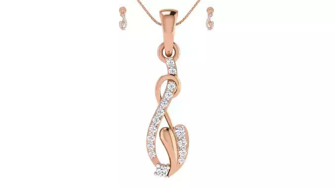 Women pendant-earrings set 3dm render detail