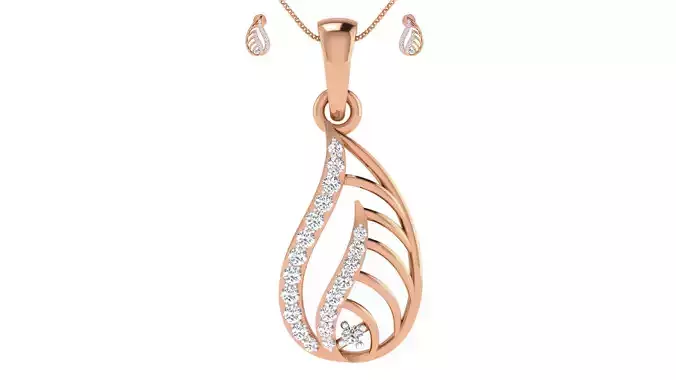 Women pendant-earrings set 3dm render detail 3D print model