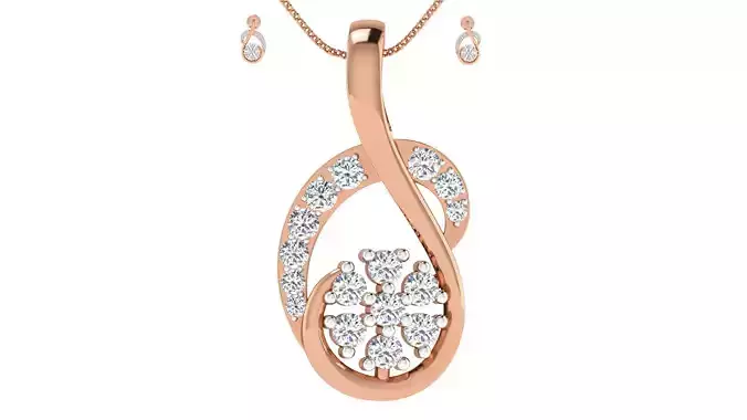 Women pendant-earrings set 3dm render detail 3D print model