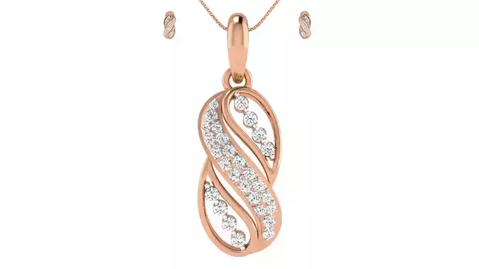 Women pendant-earrings set 3dm render detail 3D print model