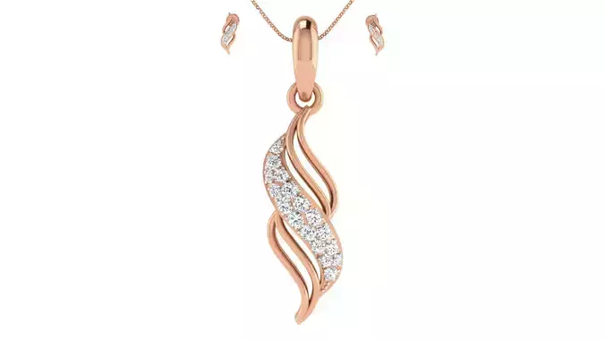Women pendant-earrings set 3dm stl render detail