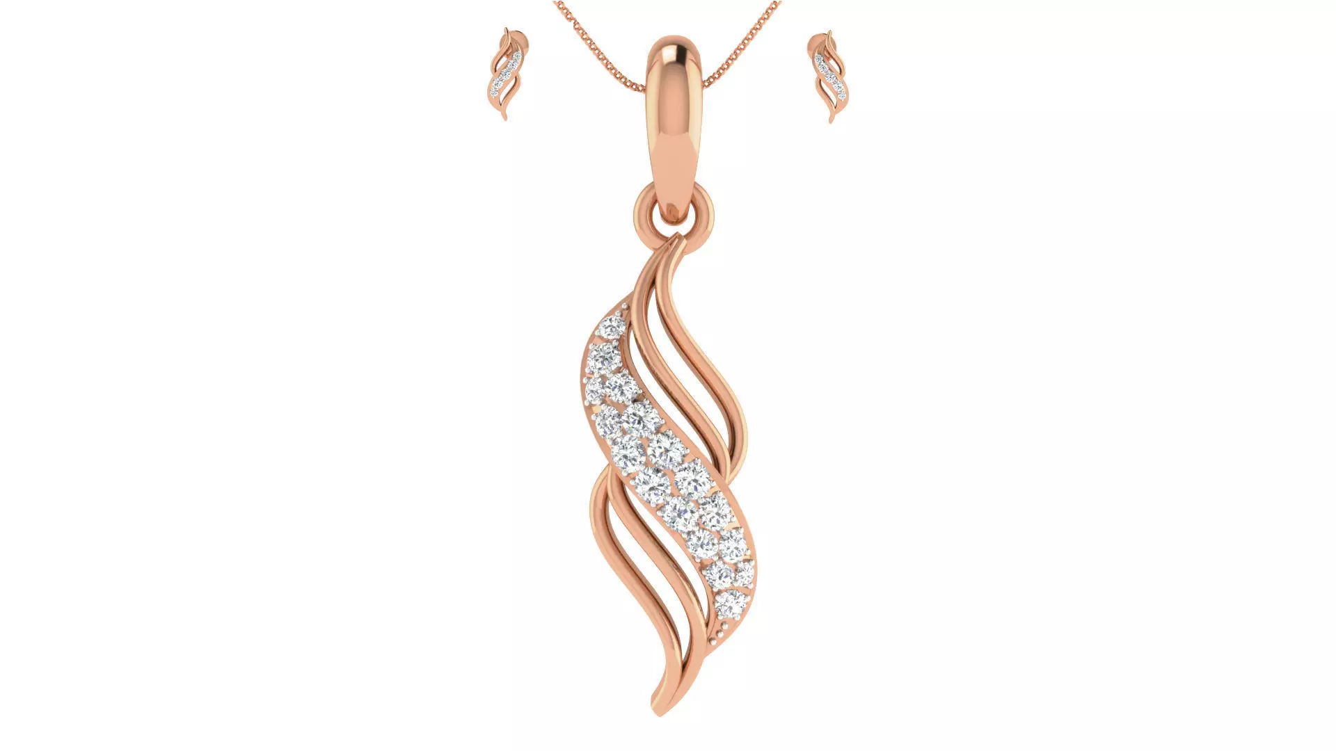 Women pendant-earrings set 3dm stl render detail 3D print model_0