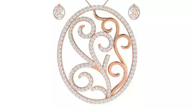 Women pendant-earrings set 3dm render detail 3D print model