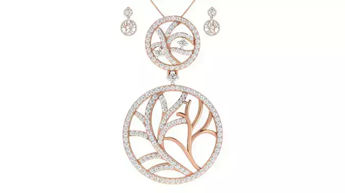 Women pendant-earrings set 3dm render detail 3D print model