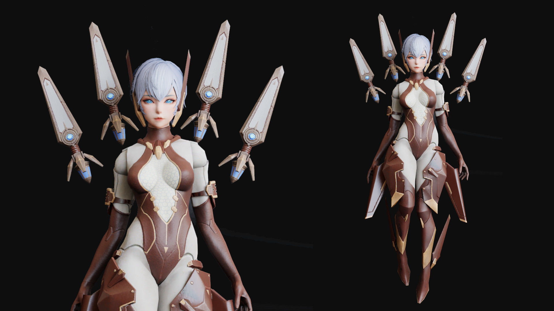 Cyborg Female Low-poly 3D model_2