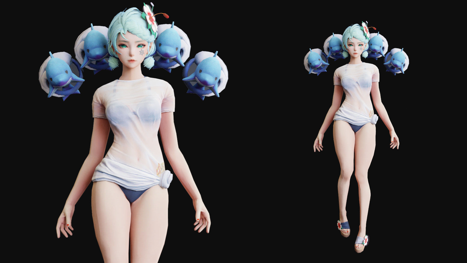 Cyborg Female Low-poly 3D model_3