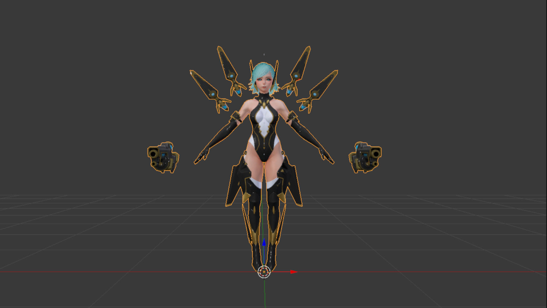 Cyborg Female Low-poly 3D model_4