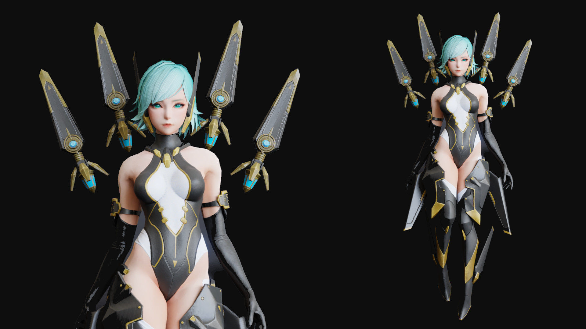Cyborg Female Low-poly 3D model_1