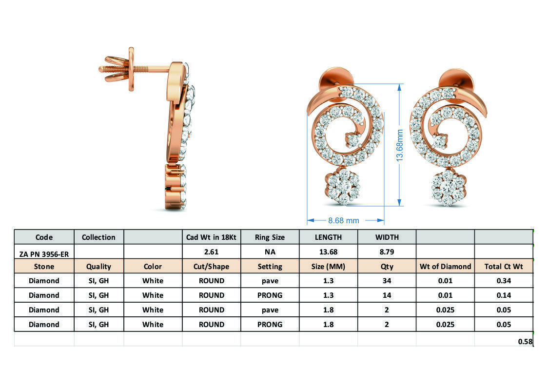 Women pendant-earrings set 3dm stl render detail 3D print model_7