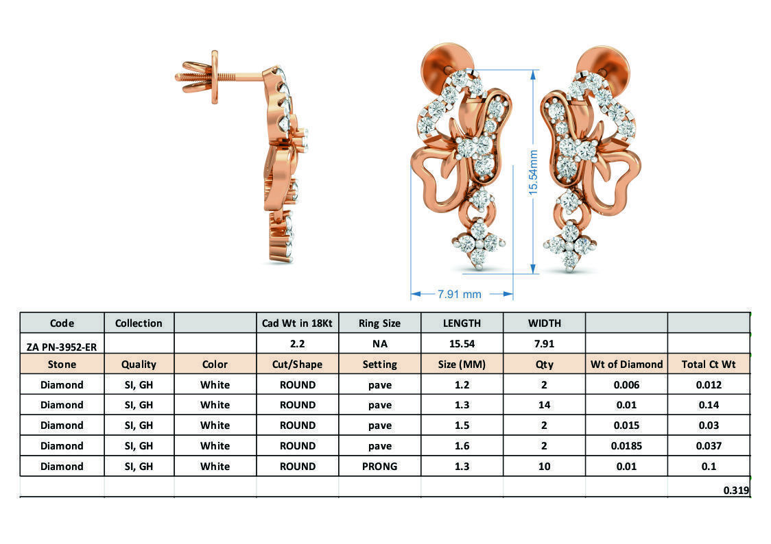 Women pendant-earrings set 3dm stl render detail 3D print model_7
