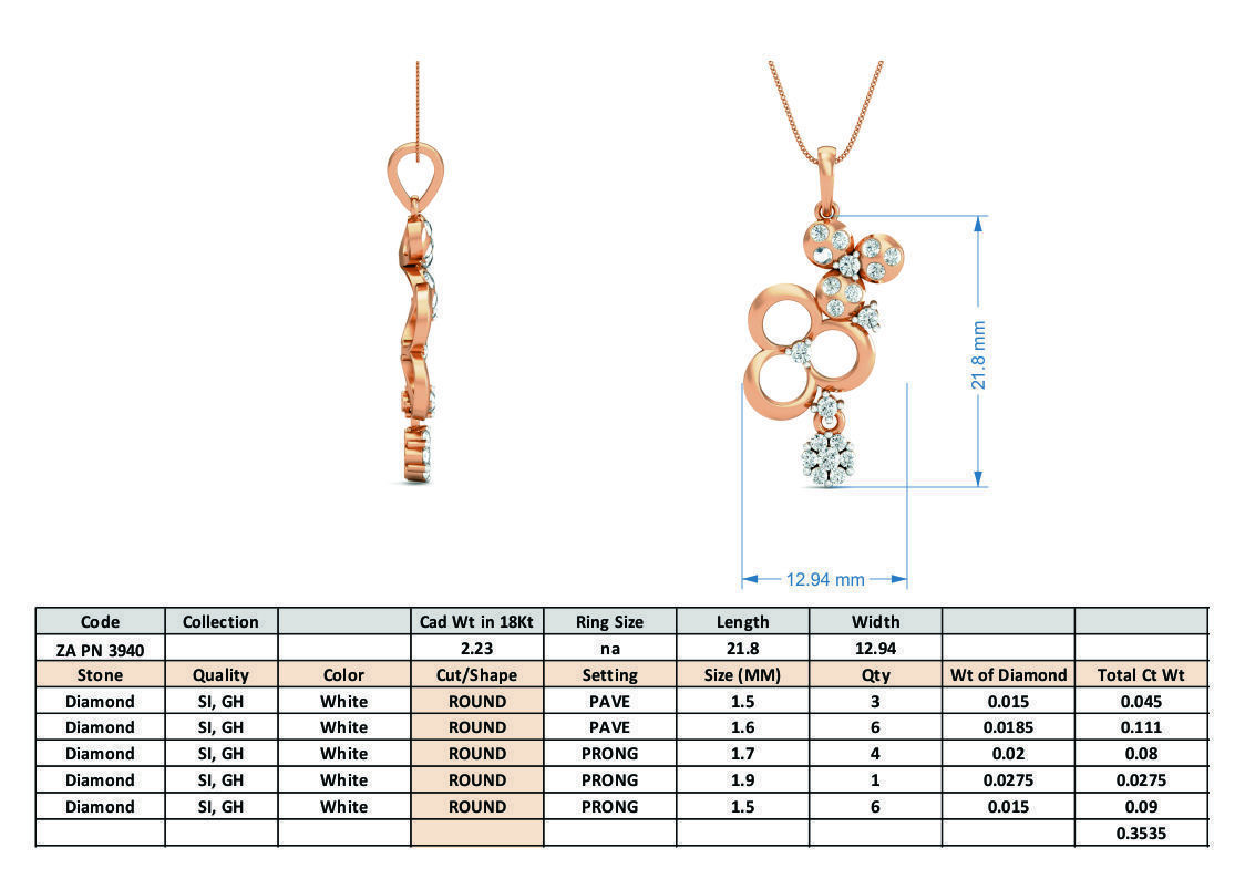 Women pendant-earrings set 3dm stl render detail 3D print model_4