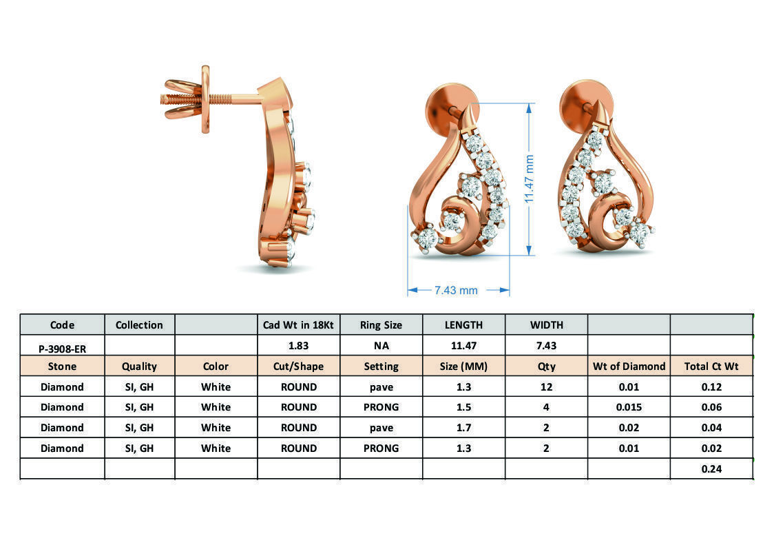 Women pendant-earrings set 3dm stl render detail 3D print model_7