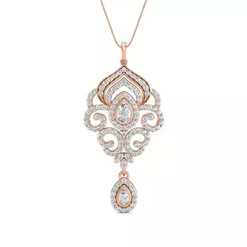 Women pendant-earrings set 3dm stl render detail