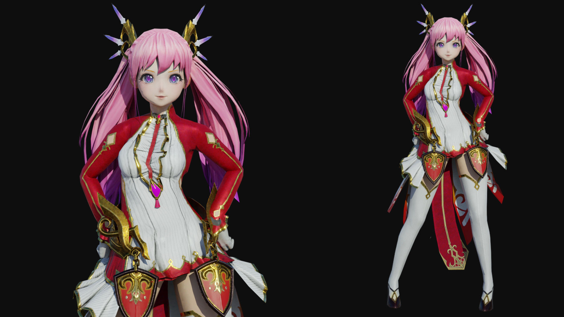 Cute Female Low-poly 3D model_1