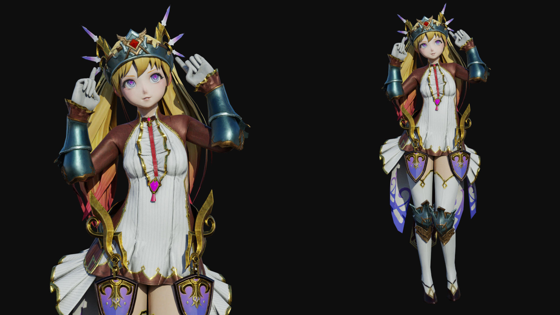 Cute Female Low-poly 3D model_2