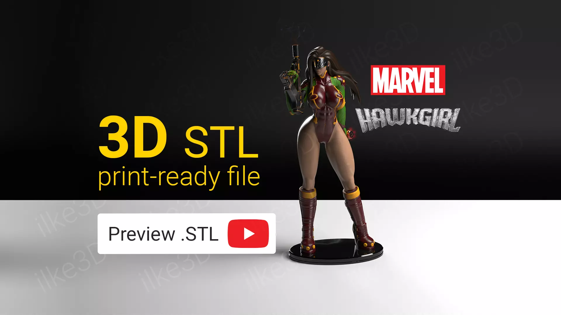 Hawkgirl woman on table 3D print model_0