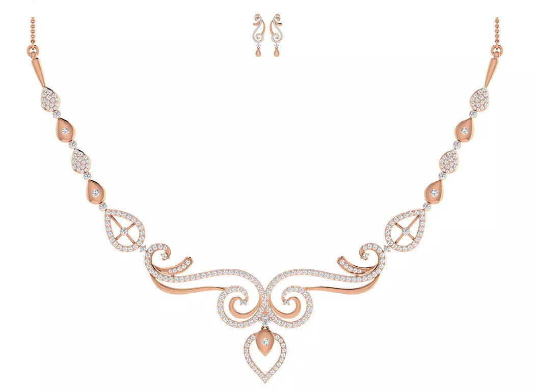 Women necklace-earrings set 3dm stl render detail 3D print model