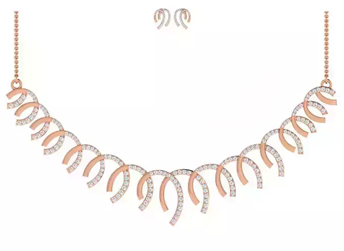 Women necklace-earrings set 3dm stl render detail