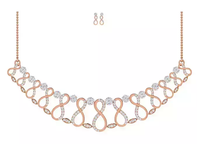 Women necklace-earrings set 3dm stl render detail