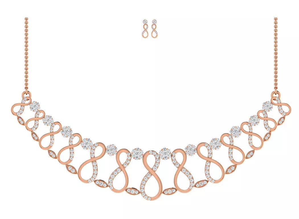 Women necklace-earrings set 3dm stl render detail 3D print model